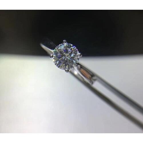 Poetry Of Jew Store Round Silver Moissanite Ring 1ct D VVS Luxury Moissanite Weding Ring for Women