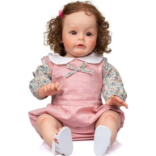 23’’ Reborns Doll for Boy Girl Interactive Education Toy Soft Vinyl Cloth Body 69HE