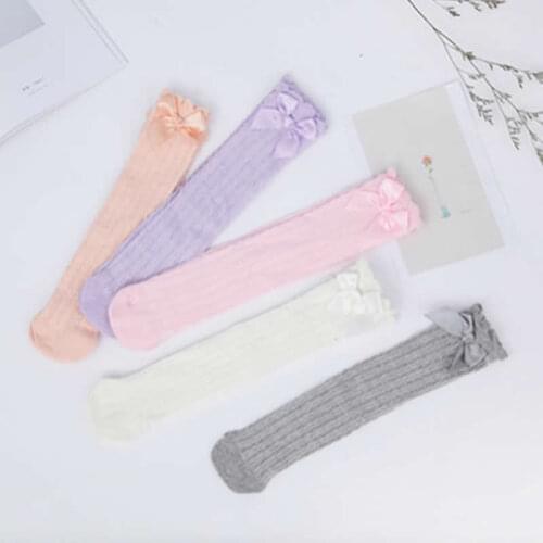 Cute Baby Toddler Girl Knee High kids Leg Warmer Net Baby Bow tie Bubble Mouth High leg warmers Thin Children Piles stockings