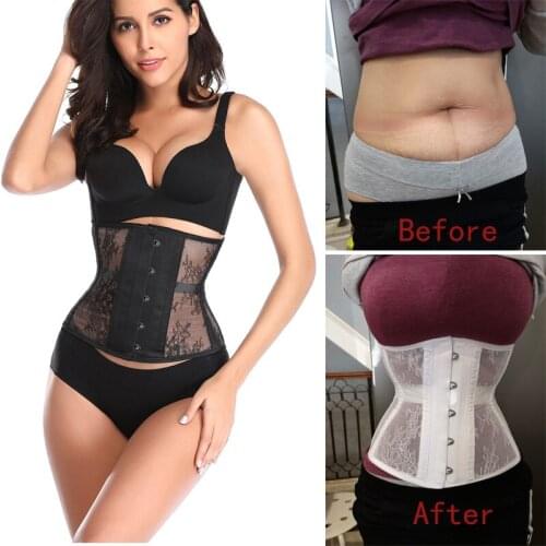 Plus Size Lace Modeling Strap Short Torso Underbust Corset And Bustier Thin Waist Trainer Shapewear Lace Up Slimming Belt Fajas