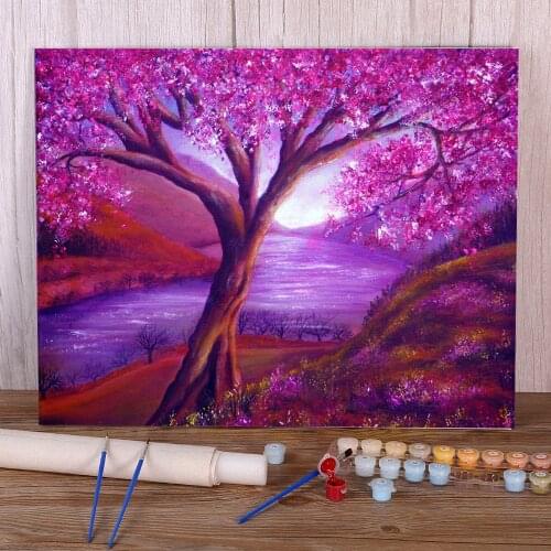 Natural Scenery Bloom Paint By Numbers Kit Acrylic Paints 40*50 Canvas Painting Handmade Crafts For Adults Wall Art Wholesale