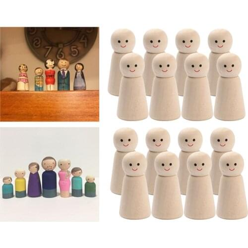 Set of 16 Unfinished Wooden Peg Dolls Projects Woodworking Art Craft Woodcraft