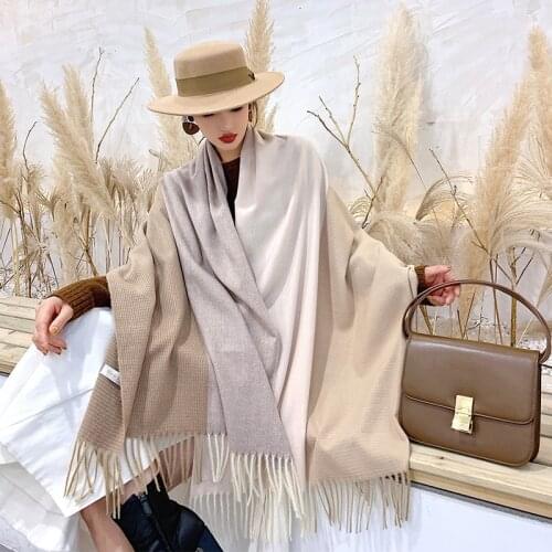 2020 New Double Sided Plaid Winter Women Cashmere Scarf Pashmina Shawls And Wraps Female Foulard Hijab Wool Stoles Head Scarves