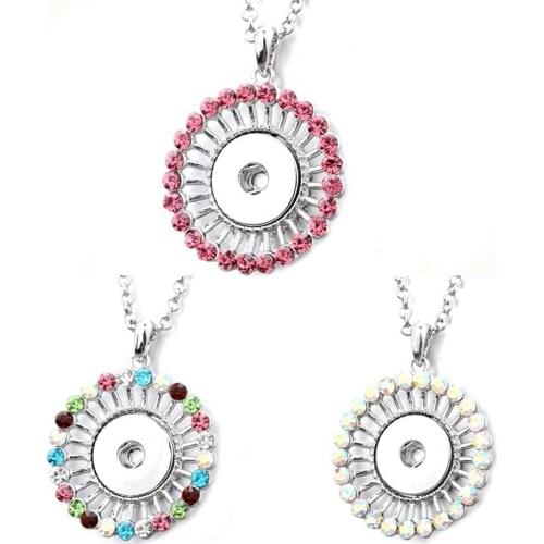 New Snap Jewelry Crystal Flower Snap Button Necklace for Women Fit 18mm 20mm Snap Buttons Jewelry Snaps Necklaces