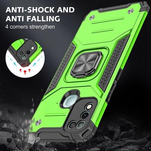 Drop resistance Rugged Case For Infinix Hot 10 Play Armor Fall resistant impact Shock proof Car Magnetic Cover
