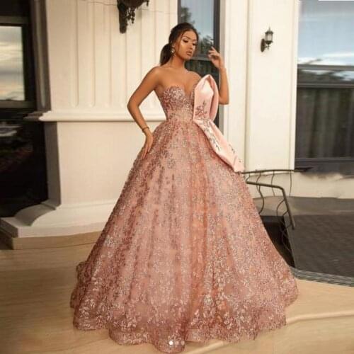 Saudi Arabia Dusty Pink Sweetheart Prom Dresses Lace And Satin Appliques Evening Gowns Robe De Soiree Dubai Vestidos