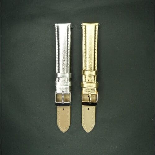 YQI 16mm Calf Genuine Leather Watchband Fashion Gold Watch Strap for Hour Silver Watch Bnad Belt for Hours for Woman Watches