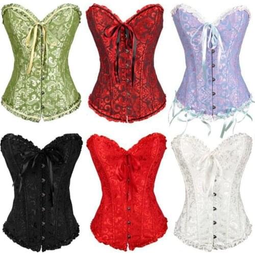 Sexy Women Lace Up Corset Bustier Women Waist Cincher Corsets Black Plus Size Corset Overbust Corset Slimming Clothing Fashion