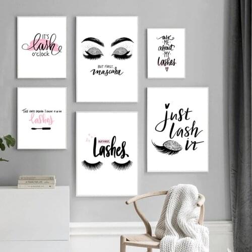 Modern Fashion Makeups Art Canvas Painting Prints Mascara Lashes Posters Wall Art Picture For Beauty Shop Living Room Decor TB74