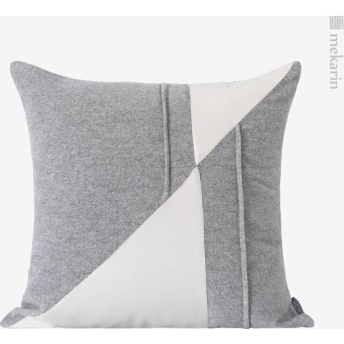 Modern geometric pillows, gray cloth, pleated triangle stitching square pillows, villa sofa decoration pillows, bedroom pillows