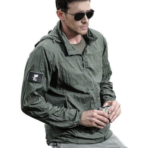 Tactical Jacket Men Summer Breathable Lightweight Waterproof Thin Hoody Raincoat Military Portable Windbreaker Army Skin Jackets