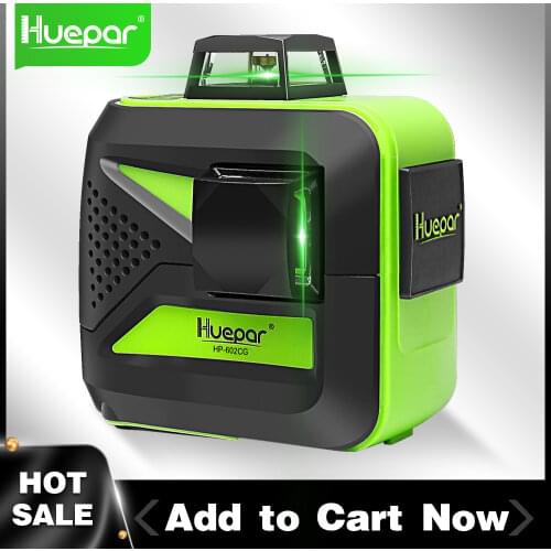 Huepar 8 Line Green Laser Level Cross Line Measurement Self Leveling Manual Mode Horizontal and Vertical with USB Charger 602CG
