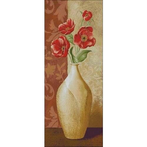 Vase, FlowersPainting Needlework Cross stitch for Embroidery kits,14CT unprinted Patterns Cross-Stitching,DIY Handmade