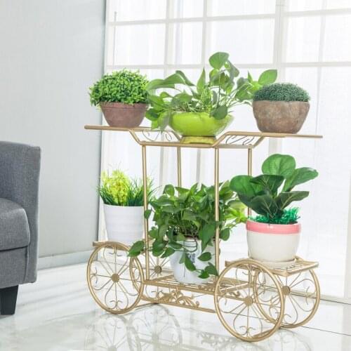 Waterproof and antifouling Nordic bold floor-mounted balcony flower rack stable load-bearing creative bicycle six-Basin wrought