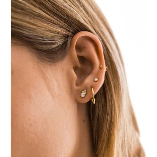 WTLTC Steampunk 925 Sterling Sliver Spike Hoop Earrings for Women Shiny Small Tiny Charms Earrings Hot Minimal Hoops Earrings