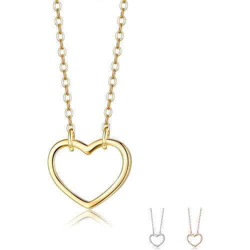 ZEMIOR Simple Style Heart Necklace For Women S925 Sterling Silver Love Shape Pendent Necklace Three Color Choose Fine Jewelry