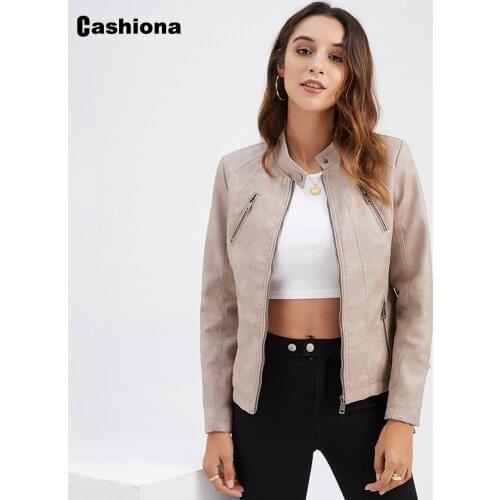 Plus Size 3xl Women Faux Pu Leather Jackets Latest Autumn Short Top Outerwear Fashion Zipper Pocket Coats Slim Fitted Jacket