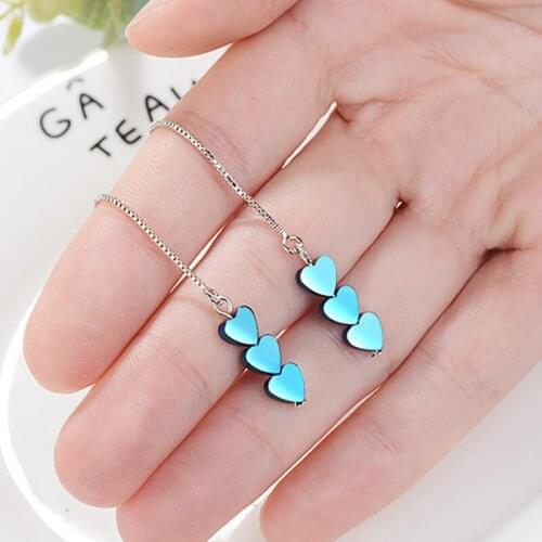 Love Heart Long Tassel Dangle Earrings for Women Girl Party Gift Simple 925 Sterling Silver Drop Earring Ear line Jewelry Female