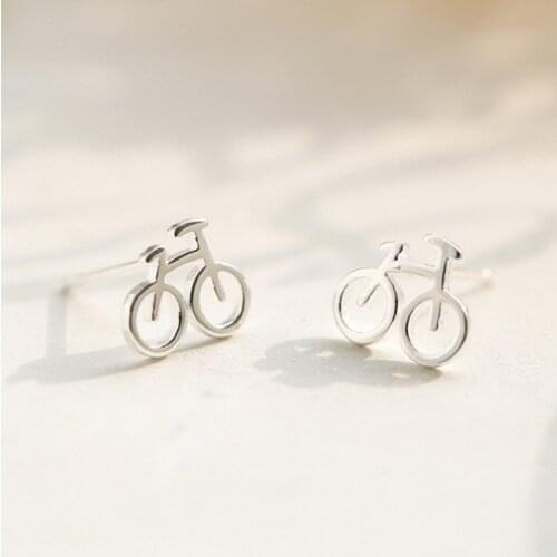 925 Sterling Silver Small Bicycle Stud Earrings For Women Casual Style Girl Earings Personality Jewelry