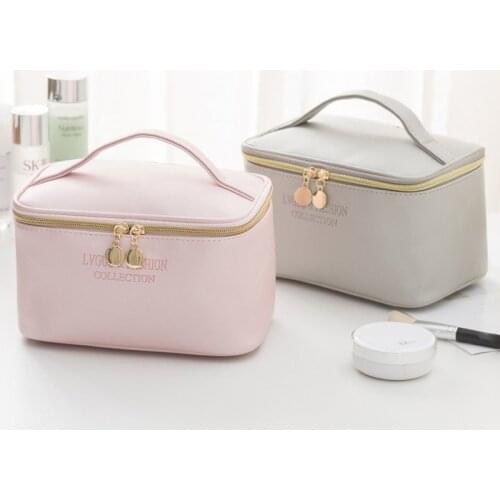1 Pc Large Women Cosmetic Bag PU Leather Waterproof Zipper Make Up Bag Travel Washing Makeup Organizer Beauty Case
