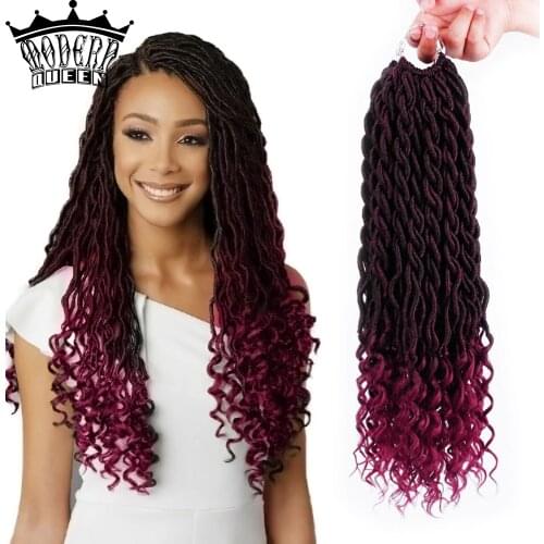 18" Faux Locs Curly Crochet Braid Hair Bohemian Ombre Faux Locs Braiding Hair Synthetic Braids Hair Extensions for Women