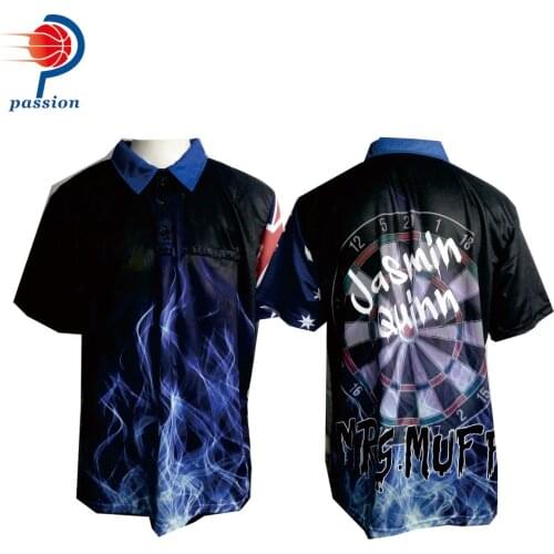 25 USD Each Black Blue Lightening Aussie Flag Design Dart Shirts For Mens Dart Team
