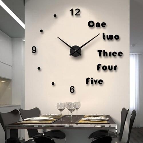 3D DIY Large Wall Clock Design Silent Wall Sticker Clock Acrylic Mirror Self Adhesive Wall Clocks Living Room Home Decoration