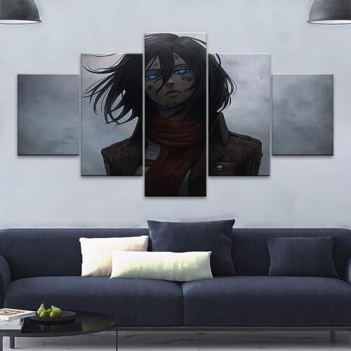 Wall Art HD Prints 5 Pieces Mitsuka Ackerman Canvas Painting Modular Anime Pictures Home Decoration Living Room Framework Poster