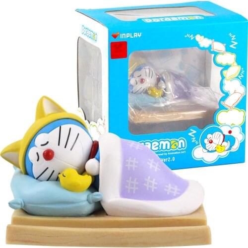 6cm Doraemon Sleeping Mobile Phone Holder Car Decoration Cute Cartoon Figure Toys Collection Model Doll