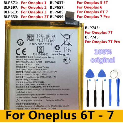 New High Quality BLP571 BLP597 BLP613 BLP633 BLP685 Battery For OnePlus 3T 3 2 1 1+ OnePlus3T 1 2 3 3T 6T Battery + Tools
