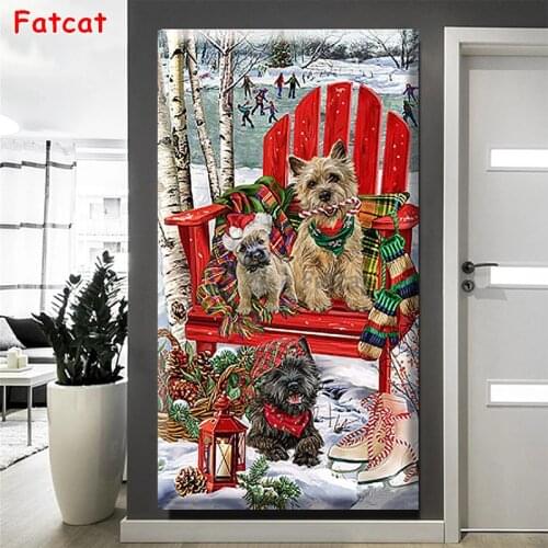 Large size diamond embroidery Cairn Terrier Christmas Art 5d diamond painting full square drill dream life diamond Dog 3d PP2244