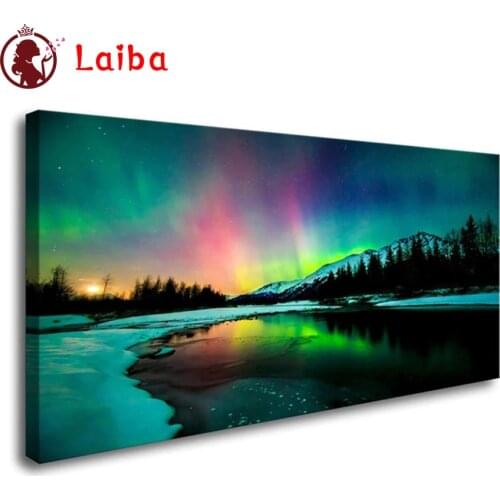 DIY Diamond Painting Natural scenery, aurora Rhinestone Diamond Mosaic Full Drill Square Embroidery Cross Stitch Handmade Hobby