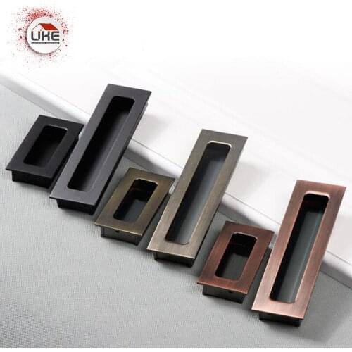 UKE Aluminum Modern Embed Knobs Kitchen Cabinet Cupboard Door Drawer Hidden Handles Wardrobe Hidden Furniture Pulls