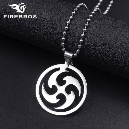 FIREBROS 2021 New Silver Color Titanium Stainless Steel Anime Amulet Pendant Necklace Men Women Cheap Jewelry Gift Dropshipping