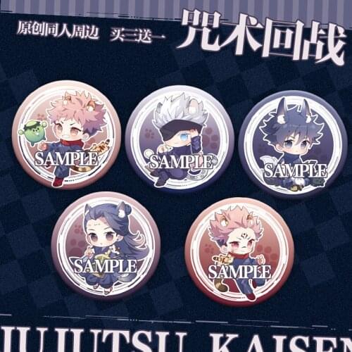 Anime Jujutsu Kaisen Yuji Itadori Gojou Satoru Ryomensukuna Cartoon Bedge Bags Badge Button Brooch Pin Souvenir Cosplay Props