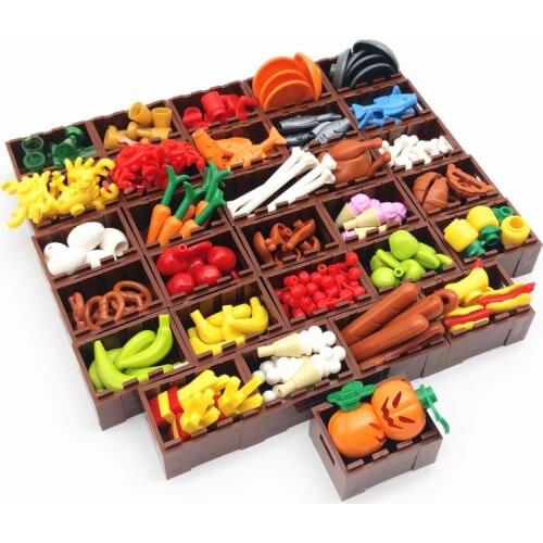 30 Various Vegetable Fruit City Creator Blocks Compatible MOC Box Parts Bricks Kids Toys Tools Food Accessories Building Blocks