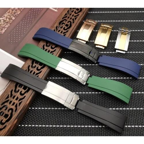 Brand quality 20*16mm silicone Rubber black blue green Watchband For Role strap For Daytona Submariner GMT OYSTERFLEX Bracelet