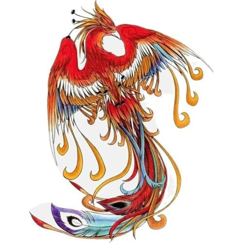Boutique Colorful Animal Pattern Car Stickers Beautiful Phoenix Flying Accessories Trunk Window Rear End Decoration KK18*14cm