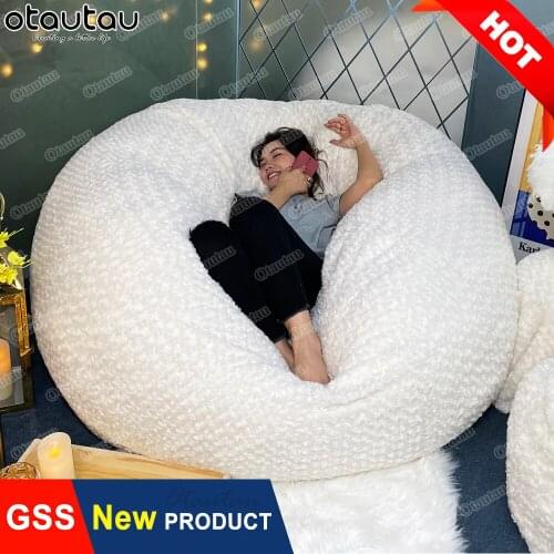 D135 4.4ft King Size Cloud Sofa Sac Grand Pouf Recliner Couch Chair with Filling Floor Corner Seat Lazy Futon Bed Lump Furniture