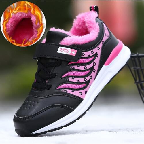 Winter Children Shoes Kids Sneakers Running Shoes Waterproof Non-slip Fur Warm Trainers Sport Shoes Pink Girls Chaussure Enfant