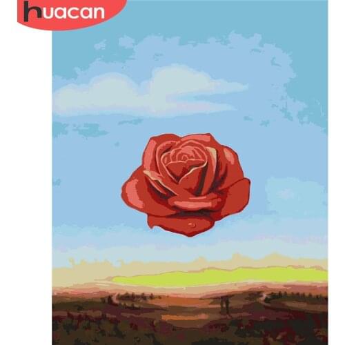 HUACAN Paint By Number Scenery Drawing On Canvas HandPainted Art Gift DIY Pictures By Number Rose Flower Kits Home Decoration