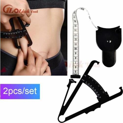 70mm Skinfold Body Fat Caliper Body Fat Tester Skinfold Measurement Tape with Measurement Chart Body Health Care Tool