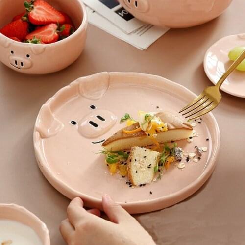 Creative Cute Cartoon Piglet Ceramic Childrens Home Personalized Eating Tableware Easy To Carry Lunch Box