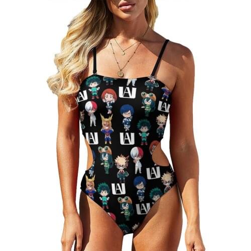 MHA Swimsuit Bandage Halter My Hero Academia Anime Cosplay Backless 3D Print Womens Bathing Suit Tummy Control Slimming Swimwear
