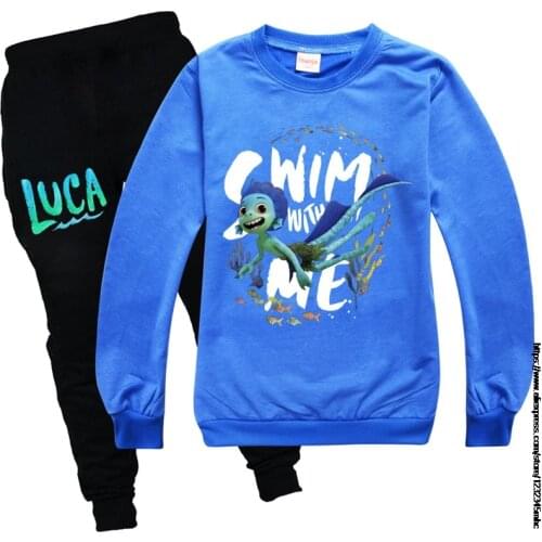 Hot New movie Luca Girls Clothing Autumn Cotton Coat+pants 2 pcs Outfits Sets Kids Birthday Suit Long Sleeve Hoodies Clothes
