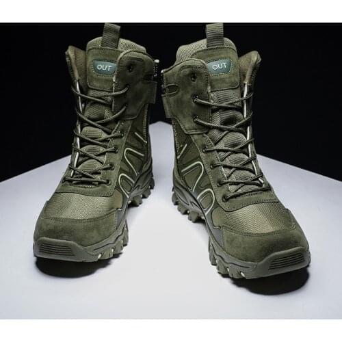 Men Outdoor Hiking Fishing Shoes Non-Slip Hiking Boots Military Shoes Sports Breathable Waterproof Anti-Wear Fishing Shoes