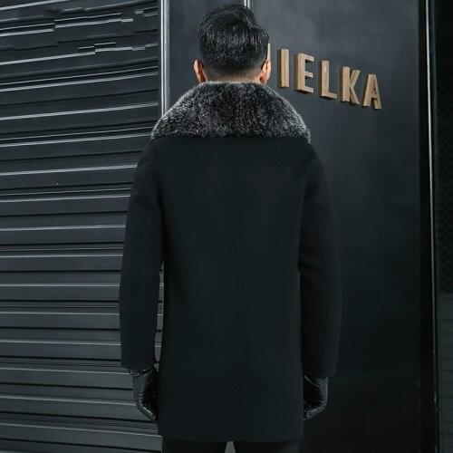 Fox Mens Fur Winter Collar Real Wool Coat Men Double-side Woolen Coats Streetwear Windbreaker Jacket JLK29AD29002 MY2222