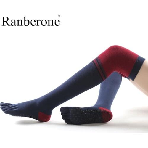 Ranberone Woman Warm Winter Sock Long Sleeve Five Toe Cotton Sports High Socks Dance Gym Sport Exercise Sportswear Leggings