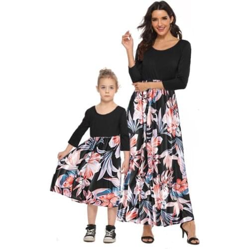 2020 TALLOLY new exclusive custom parent-child dress mom girl print long sleeve dress