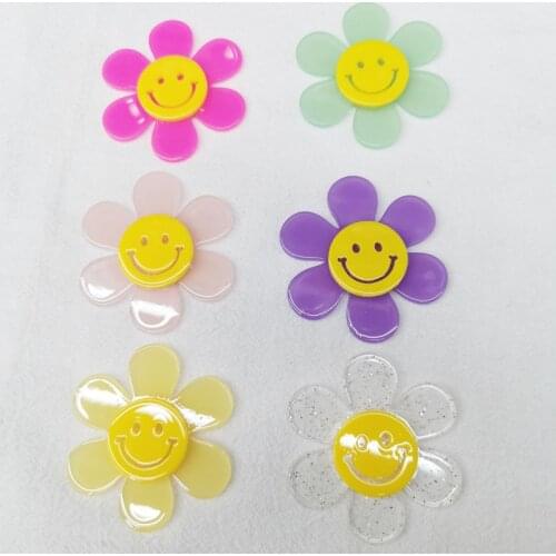 10pieces 50mm korea diy smile face flowers.sunflower smiley pendant.for woman bag keychain jewelry making accessories charms2021